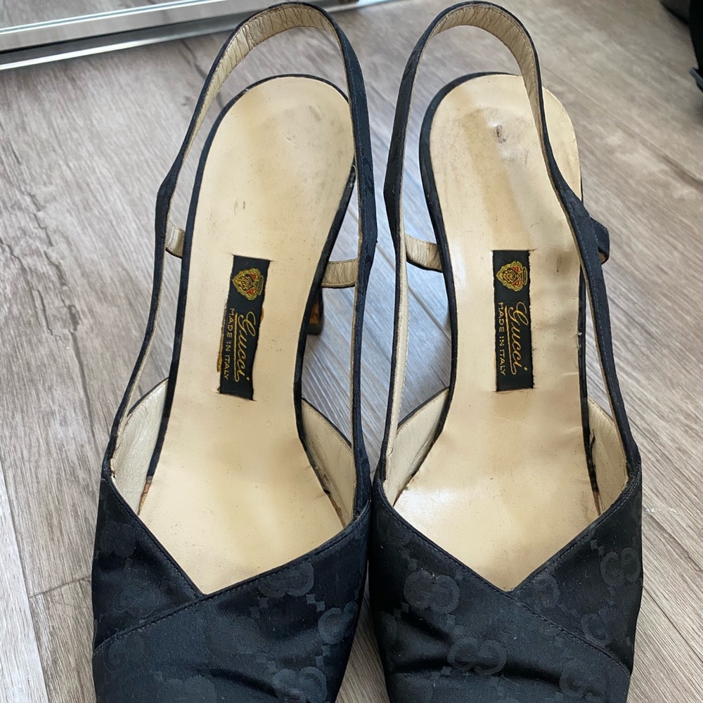 Vintage Gucci Black Slingback Shoes